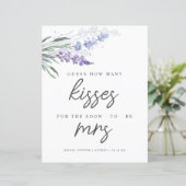 Lavender Guess Wie viele Kisses Brautparty Sign (Stehend Vorderseite)