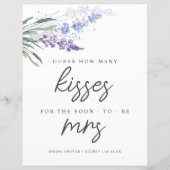 Lavender Guess Wie viele Kisses Brautparty Sign (Vorderseite)