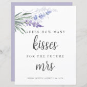 Lavender Guess Wie viele Kisses Brautparty Sign (Vorne/Hinten)