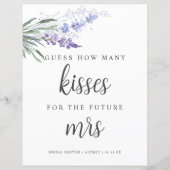 Lavender Guess Wie viele Kisses Brautparty Sign (Vorderseite)