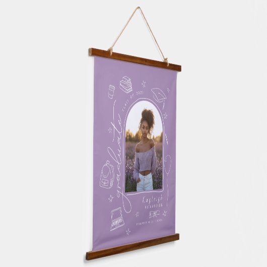 Lavender Hand Drawn Foto Abschluss Wandteppich Mit Holzrahmen (Gewinkelt)