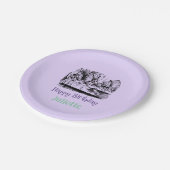Lavender Happy Birthday Alice im Wunderland Pappteller (Schrägansicht)