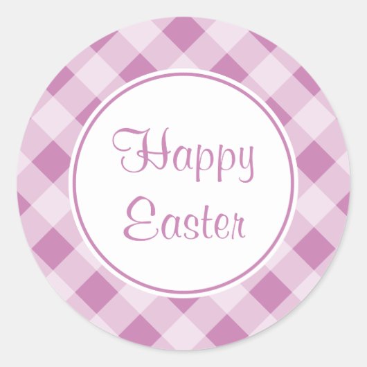 Lavender Happy Easter Gingham Stickers (Vorderseite)