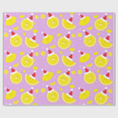 Lavender Happy Lemons Weihnachtsmannmützen Muster Geschenkpapier (Flach)