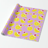 Lavender Happy Lemons Weihnachtsmannmützen Muster Geschenkpapier (Ungerollt)