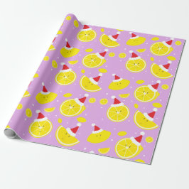 Lavender Happy Lemons Weihnachtsmannmützen Muster Geschenkpapier