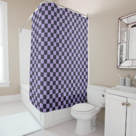 Lavender haze checkerboard pattern duschvorhang