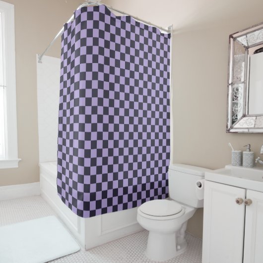 Lavender haze checkerboard pattern duschvorhang (Beispiel)