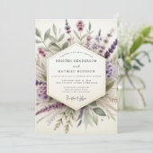 Lavender Hazy Botanical Wedding Einladung (Stehend Vorderseite)