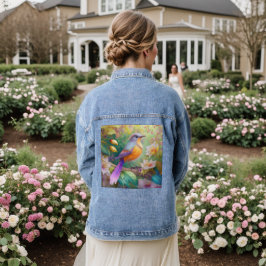 Lavender Headed Orange Breastase Fantasy Bird Jeansjacke