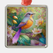 Lavender Headed Orange Breastase Fantasy Bird Ornament Aus Metall (Vorne)