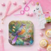 Lavender Headed Orange Breastase Fantasy Bird Pappteller (Party)