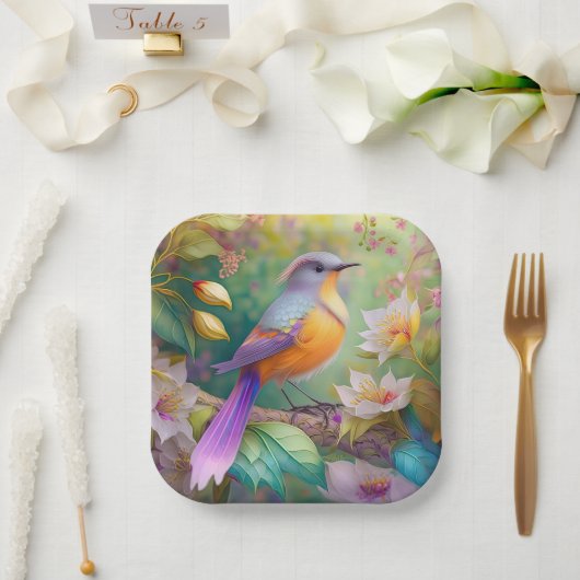 Lavender Headed Orange Breastase Fantasy Bird Pappteller (Hochzeit)