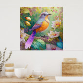 Lavender Headed Orange Breastase Fantasy Bird Poster (Küche)
