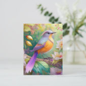 Lavender Headed Orange Breastase Fantasy Bird Postkarte (Stehend Vorderseite)