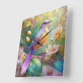 Lavender Headed Orange Breastase Fantasy Bird Quadratische Wanduhr (Winkel)