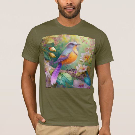 Lavender Headed Orange Breastase Fantasy Bird T-Shirt (Vorderseite)