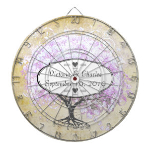 Lavender Heart Leaf Tree Wedding Dartscheibe