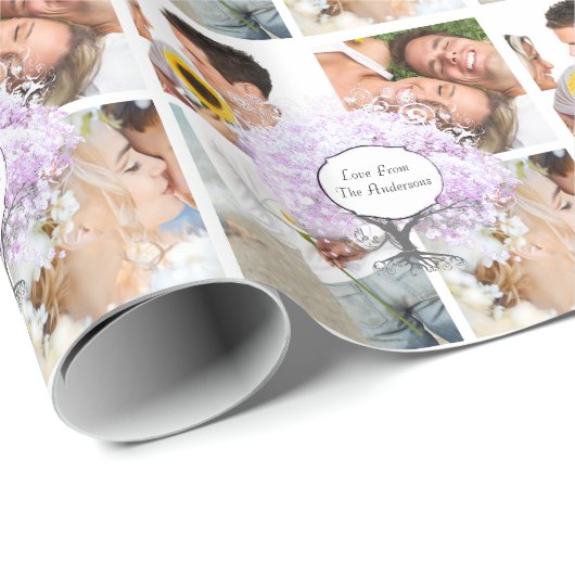 Lavender Heart Leaf Tree Wedding Geschenkpapier (Rolleneckpunkt)