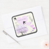Lavender Heart Leaf Tree Wedding Quadratischer Aufkleber (Umschlag)