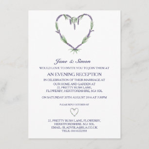 Lavender Heart Wedding Abend Einladung