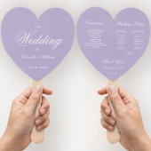 Lavender Heart Wedding Program Lila White Script Fächer