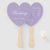 Lavender Heart Wedding Program Lila White Script Fächer (Vorne und Hinten)