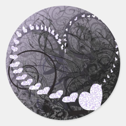 Lavender Heart Wirbel Runder Aufkleber (Vorderseite)