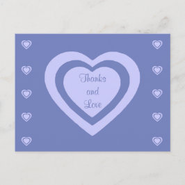 Lavender Hearts Cornflower Blue Wedding Vielen Dan Postkarte