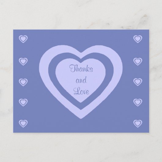 Lavender Hearts Cornflower Blue Wedding Vielen Dan Postkarte (Vorderseite)