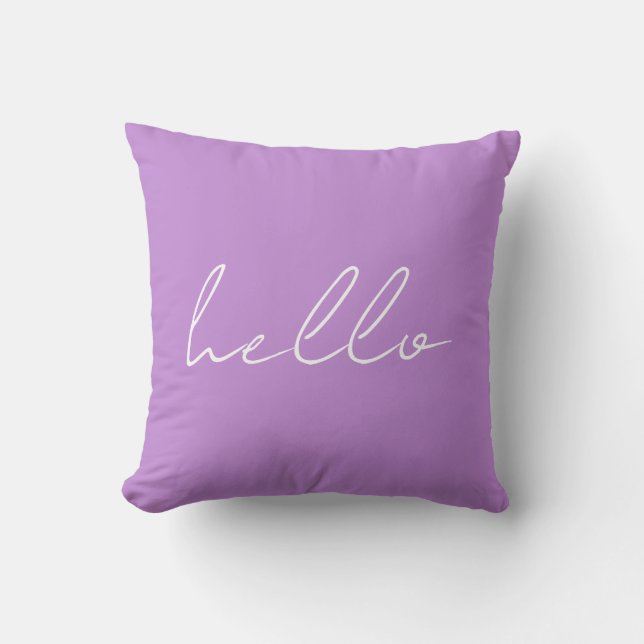 Lavender Hello Throw Pillow Kissen (Vorderseite)