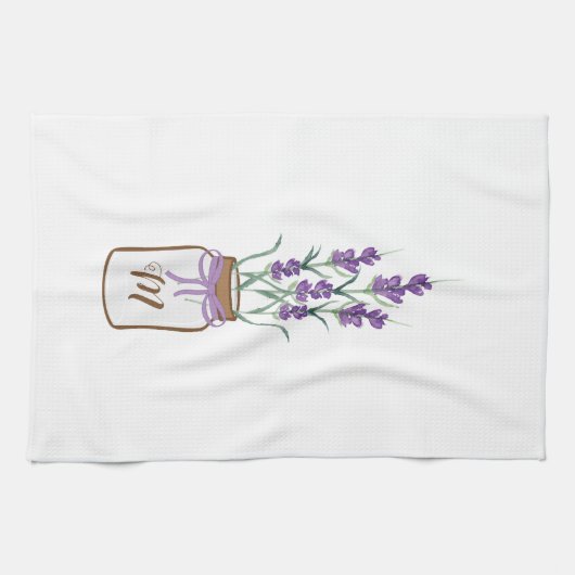 Lavender Herbs in a Mason Jar Monogram Geschirrtuch (Horizontal)