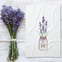 Lavender Herbs in a Mason Jar Monogram