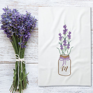 Lavender Herbs in a Mason Jar Monogram Geschirrtuch
