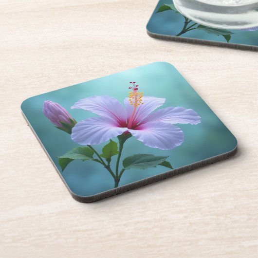 Lavender Hibiskus Blume Getränkeuntersetzer (Linke Seite)