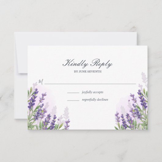 Lavender Hochzeit RSVP Karte Rustikale Lila Blüte (Vorderseite)
