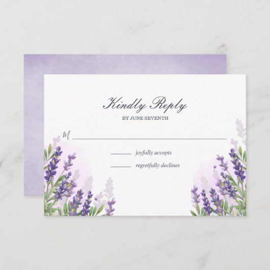 Lavender Hochzeit RSVP Karte Rustikale Lila Blüte (Vorne/Hinten)