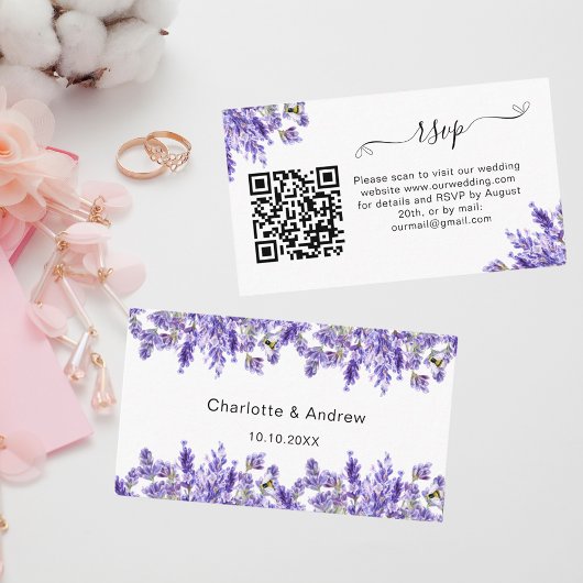 Lavender Hochzeitungs-Antwort-Website QR-Code UAWG Begleitkarte