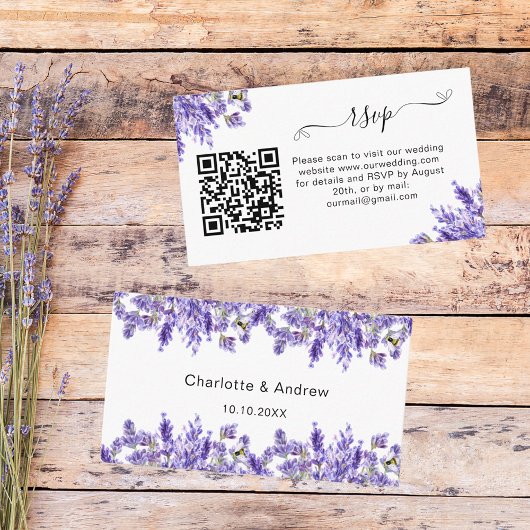 Lavender Hochzeitungs-Antwort-Website QR-Code UAWG Begleitkarte