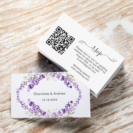 Lavender Hochzeitungs-Antwort-Website QR-Code UAWG Begleitkarte