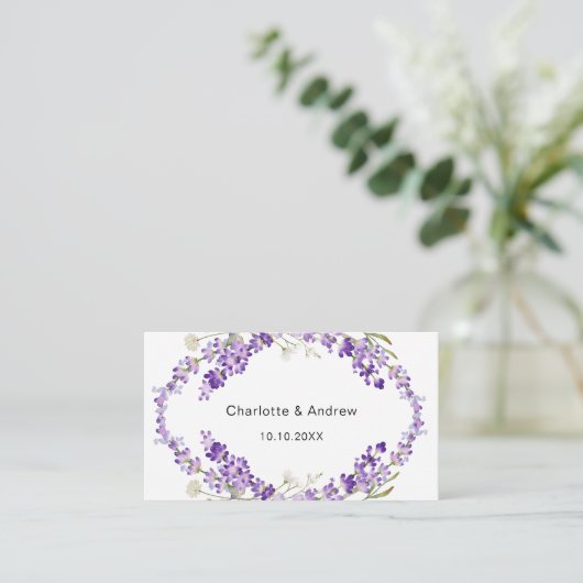 Lavender Hochzeitungs-Antwort-Website QR-Code UAWG Begleitkarte (Stehend Vorderseite)