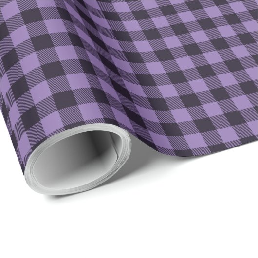 Lavender Holiday Lila Gingham Checkered Geschenkpapier (Rolleneckpunkt)