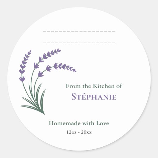 Lavender Homemade with Love Label Sticker (Vorderseite)