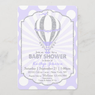 Lavender Hot Air Ballon Babydusche Einladung