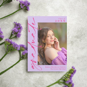 Lavender Hot Pink Calligrafy Foto Abschluss Einladung