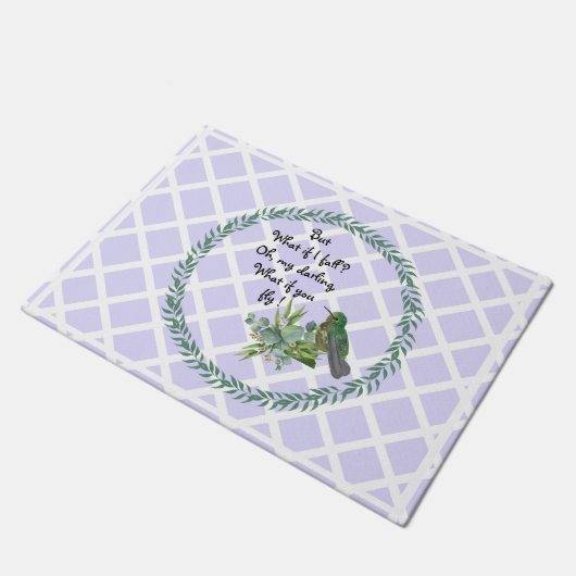 Lavender Hummingbird Blätter Doormat Fußmatte (Schrägansicht)