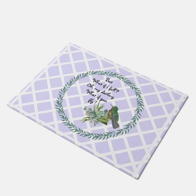Lavender Hummingbird Blätter Doormat Fußmatte (Schrägansicht)