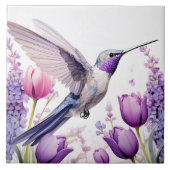 Lavender Hummingbird Illustration Fliese (Vorderseite)