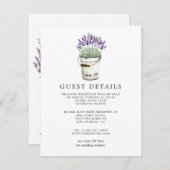 Lavender Hütte Chic Wedding Guest Details Begleitkarte (Vorne/Hinten)