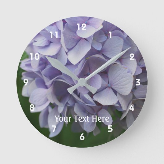 Lavender Hydrangea Blume Petals Runde Wanduhr (Vorderseite)